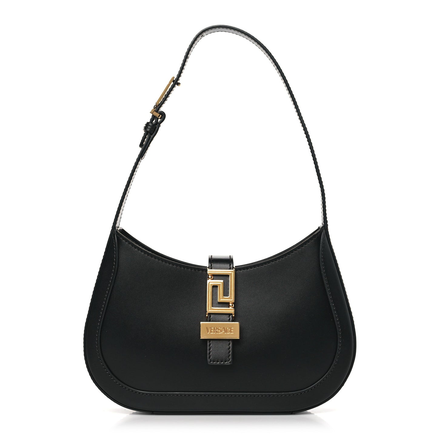 Calfskin Small Greca Goddess Hobo Black