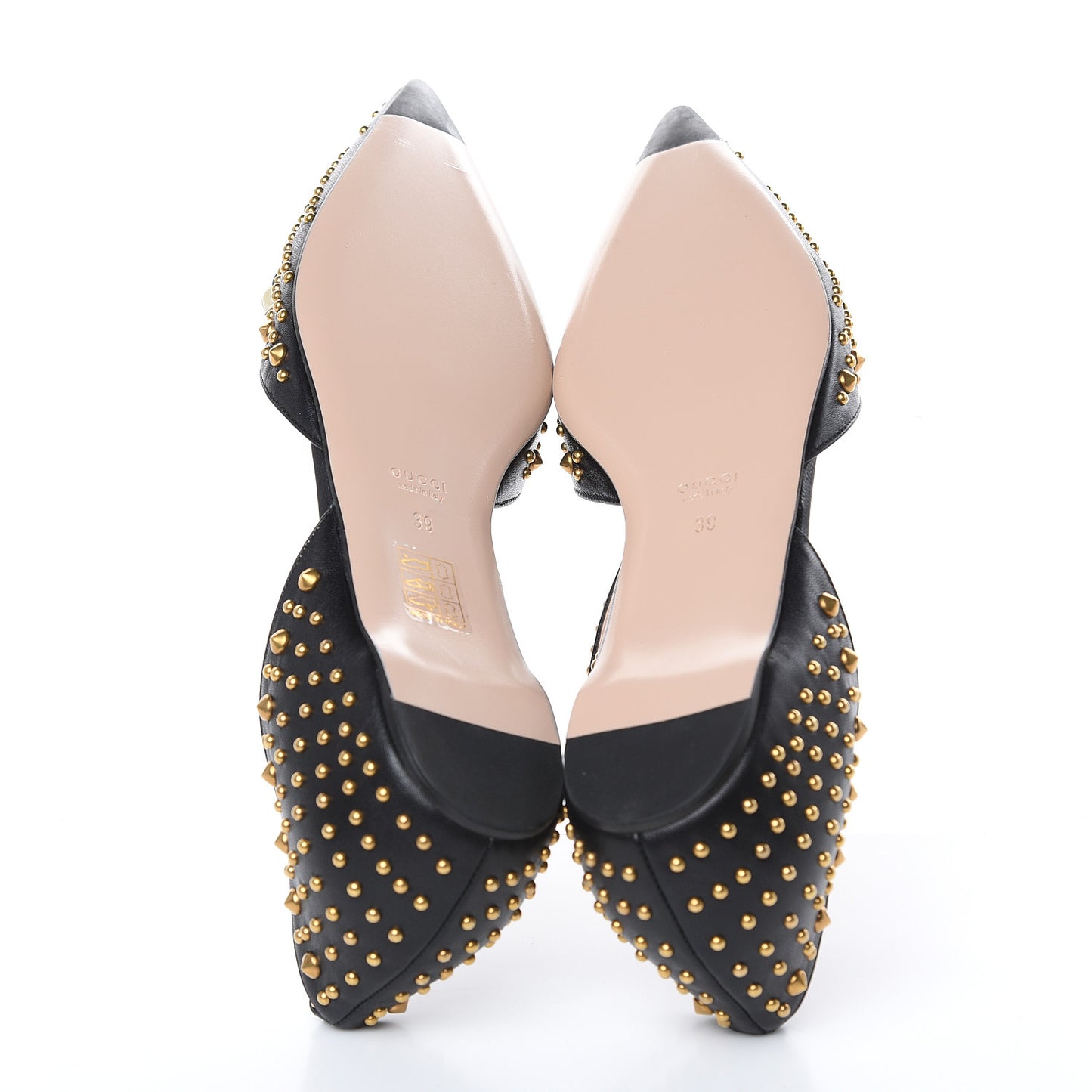 Malaga Kid Studded Pointed Toe Unia Flats 39 Black