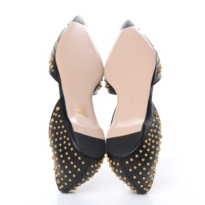 Gucci Malaga Kid Studded Pointed Toe Unia Flats 39 Black 5 of 8