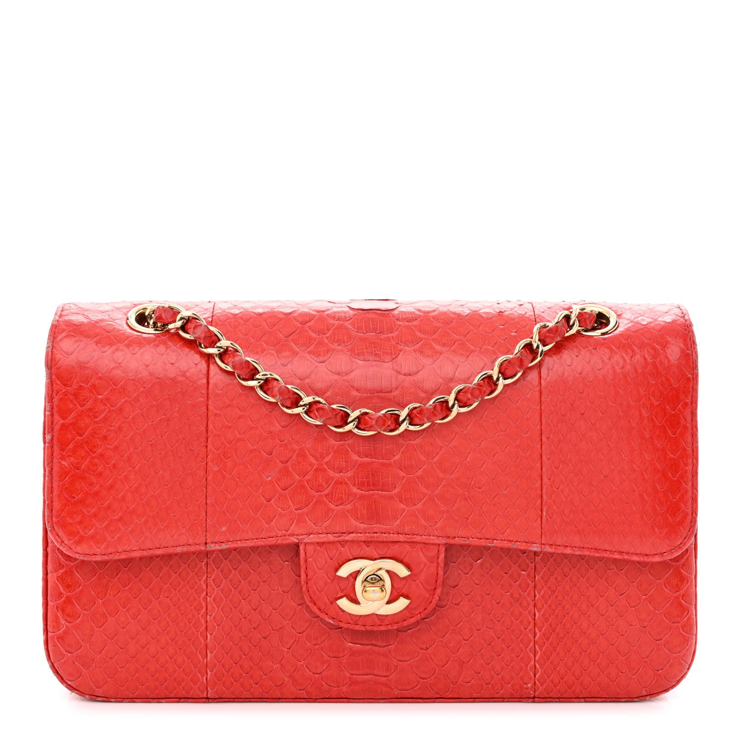 Chanel Snakeskin Medium Double Flap Red 1 of 17