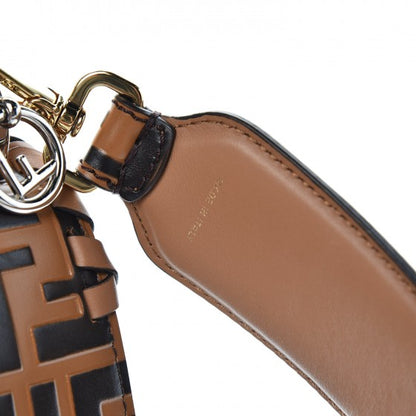 Fendi Vitello Century F is Fendi Whipstitch Threads FF Embossed Kan I Shoulder Bag Tobacco Orzo 9 of 9