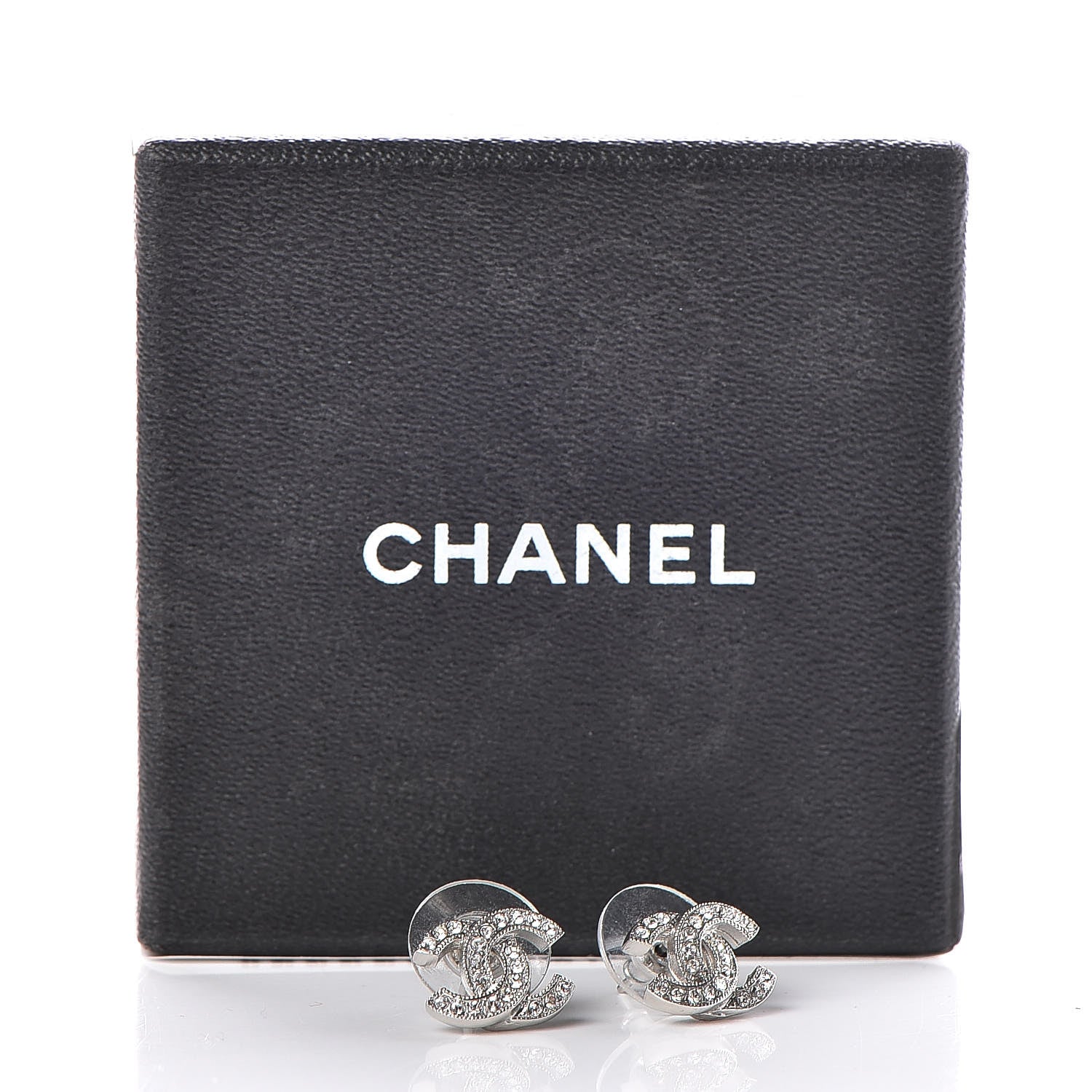 Chanel Crystal CC Earrings Silver 5 of 5