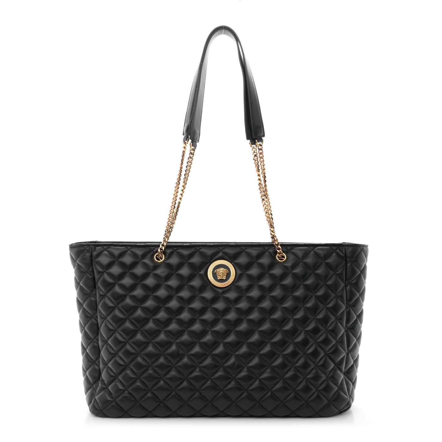 Nappa Quilted La Medusa Chain Tote Black