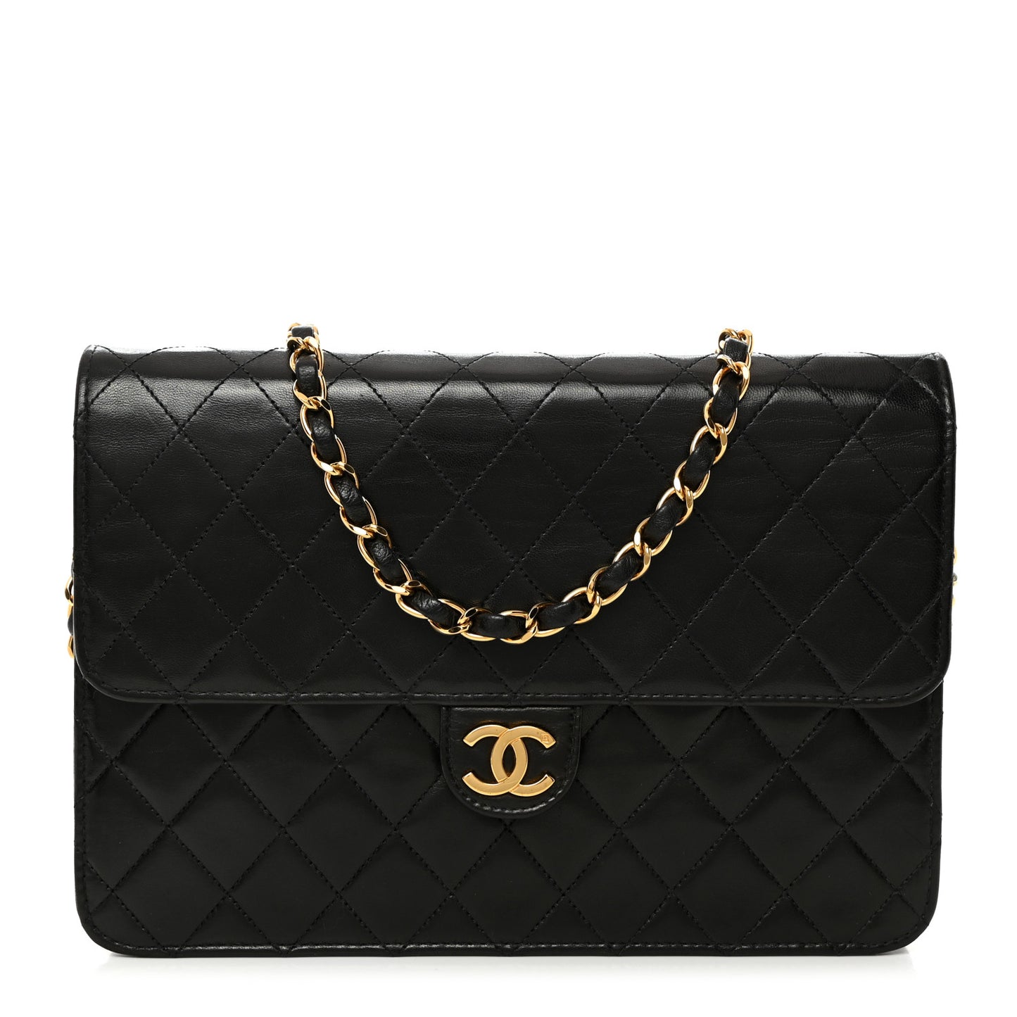 Lambskin Quilted Medium Single Flap Black