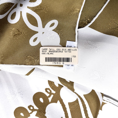 Hermes Silk Brandebourgs Tattoo Scarf 90 Kaki White 3 of 7