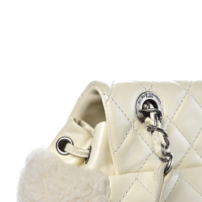 Chanel Glazed Calfskin Shearling Quilted Small Mountain Backpack Ivory 8 of 9