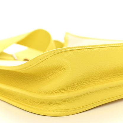 Hermes Toile H Taurillon Clemence Evelyne III PM Ecru Citron Lime 9 of 11