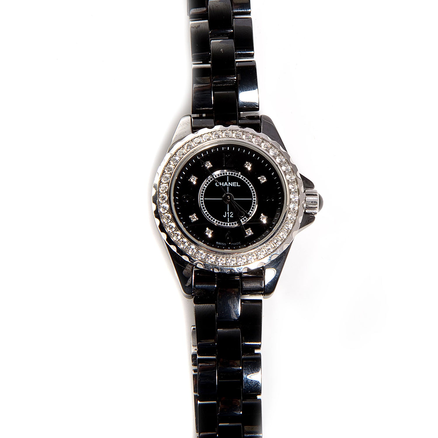 Chanel Stainless Steel Ceramic Diamond Bezel 29mm J12 Quartz Watch Black 3 of 7