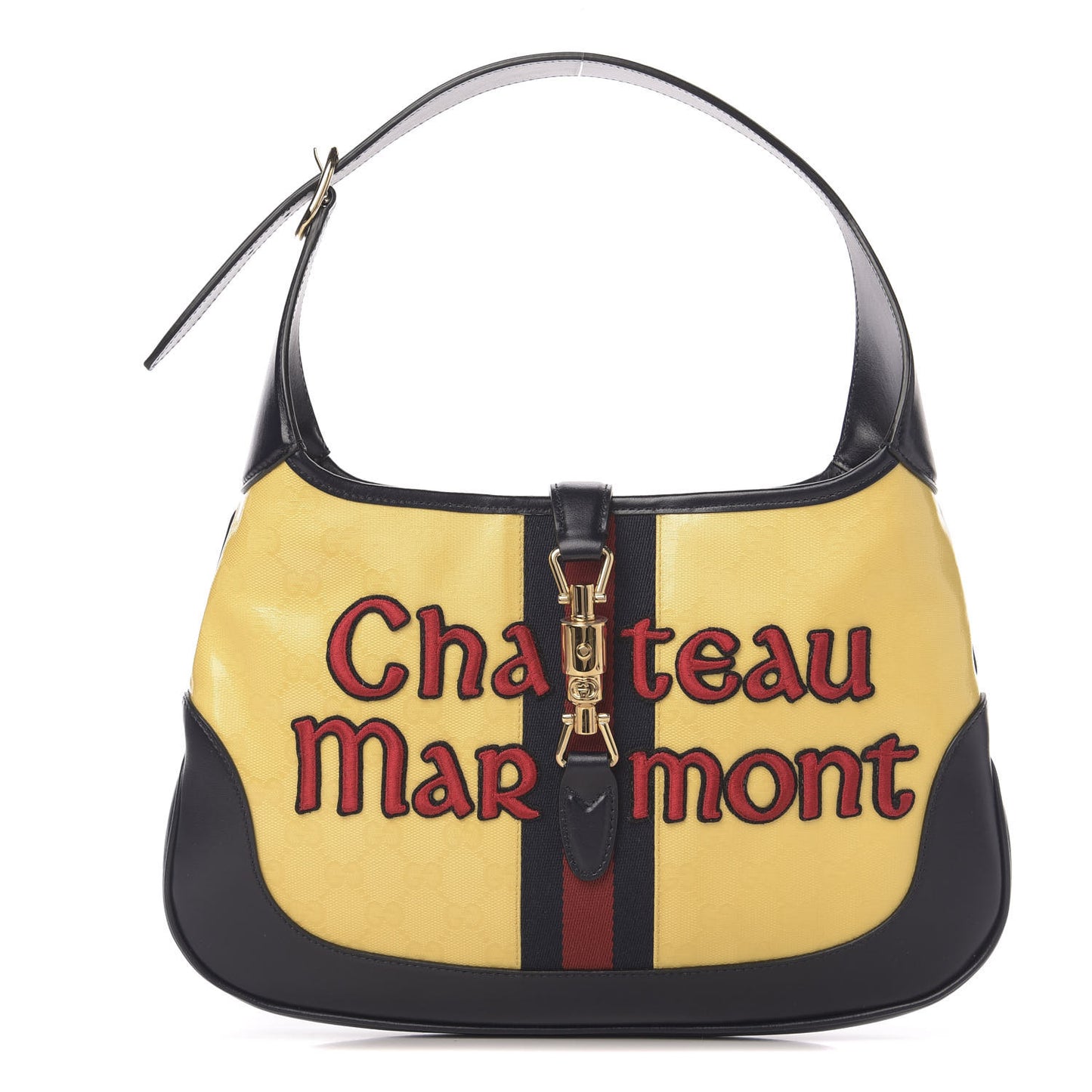 Crystal Monogram Chateau Marmont Medium Jackie O Hobo Straw Yellow Blue