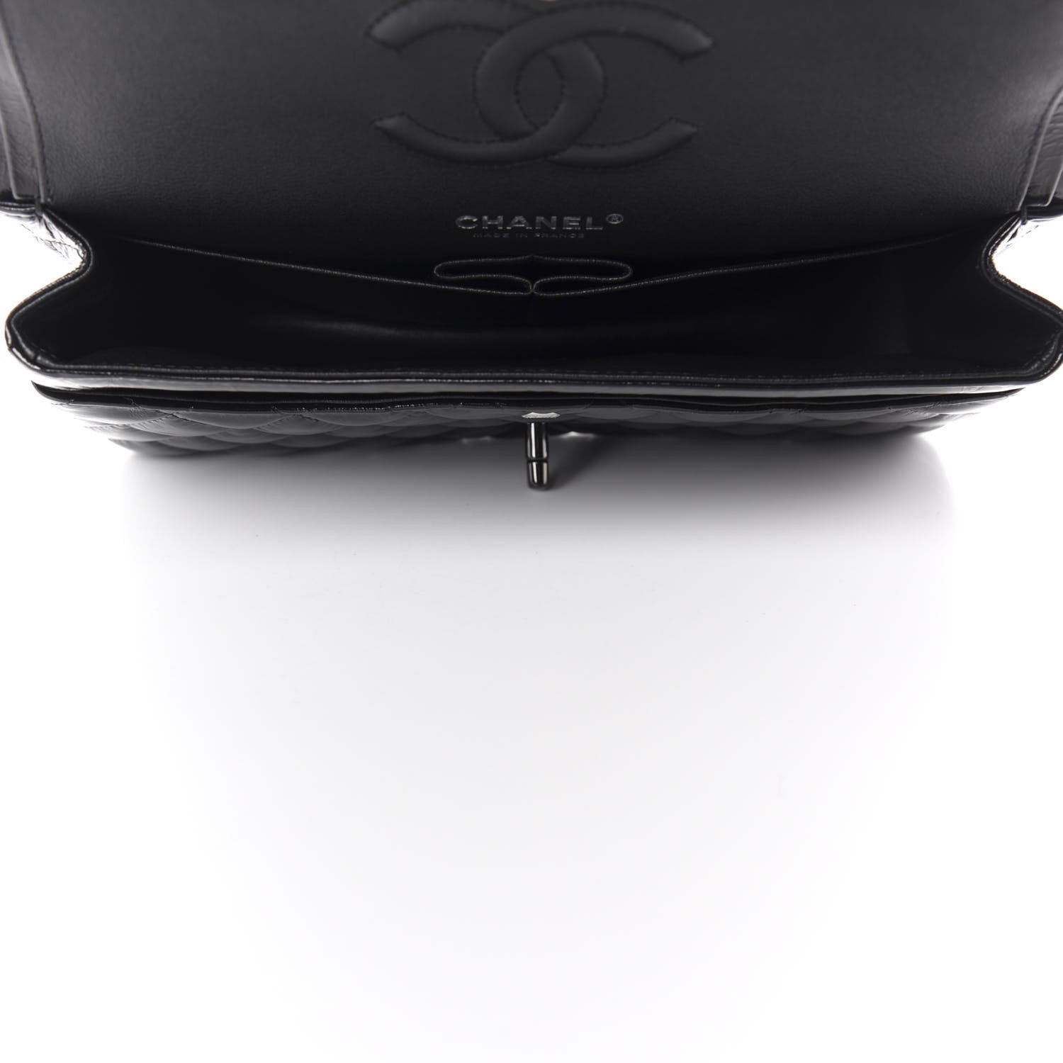 Chanel Shiny Crumpled Calfskin Quilted Medium Double Flap So Black 5 of 11