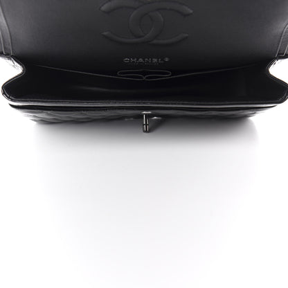 Chanel Shiny Crumpled Calfskin Quilted Medium Double Flap So Black 5 of 11