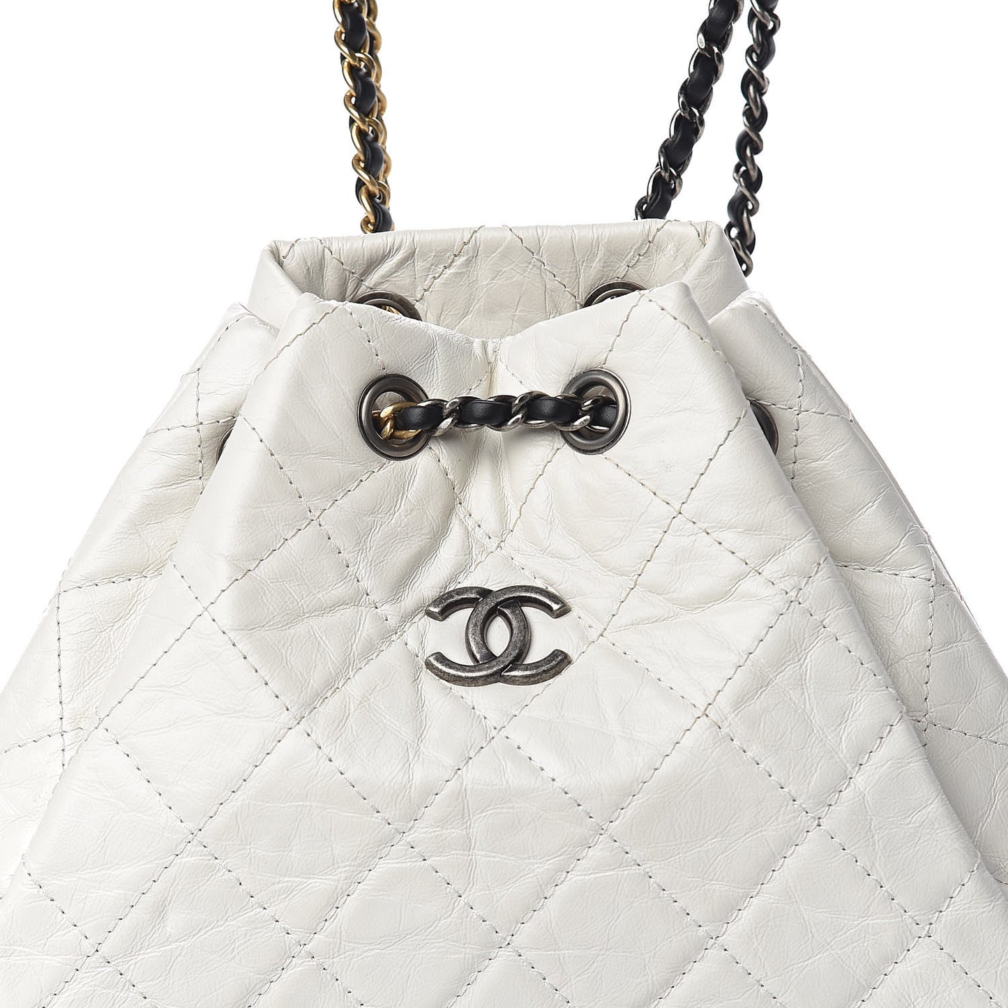 Aged Calfskin Quilted Small Gabrielle Backpack Black White