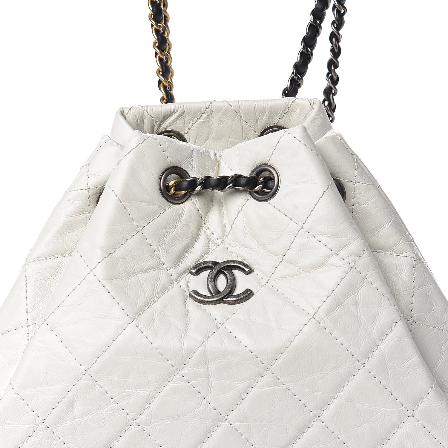 Chanel Aged Calfskin Quilted Small Gabrielle Backpack Black White 10 of 10
