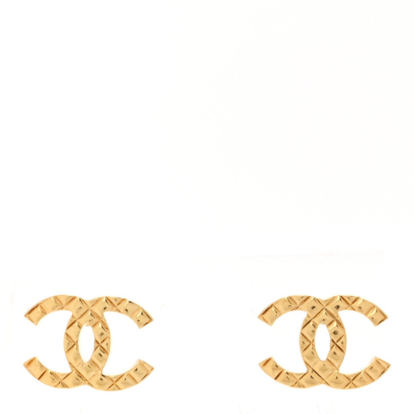 Metal Textured CC Earrings  Gold
