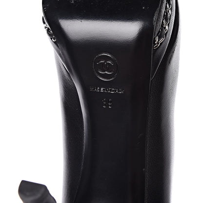 Chanel Lambskin CC Cap Toe Platform Chain Pumps 39 Black 8 of 14