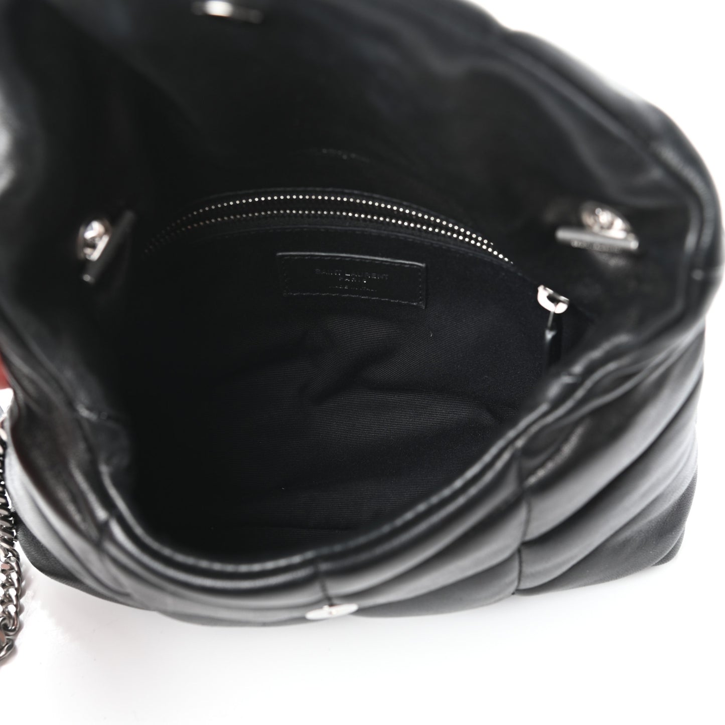 Lambskin Quilted Toy Loulou Puffer Monogram Chain Satchel Black