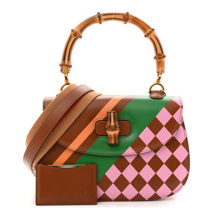 Gucci Calfskin Geometric Print Medium Bamboo 1947 Top Handle Bag Brown 3 of 11