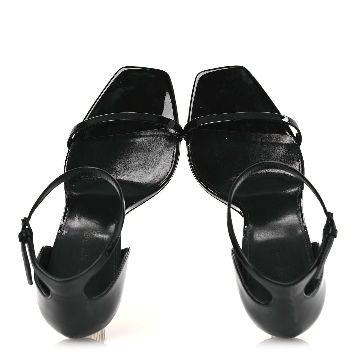 Saint Laurent Patent Calfskin Opyum 110 Sandals 40.5 Black Gold 2 of 12