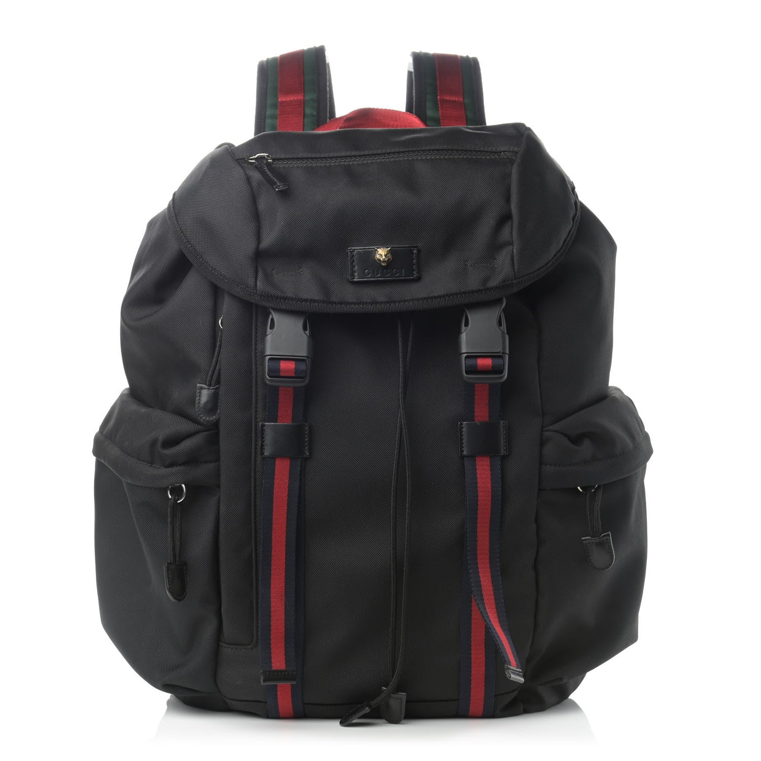 Gucci Techno Canvas Web Double Buckle Backpack Black 1 of 12