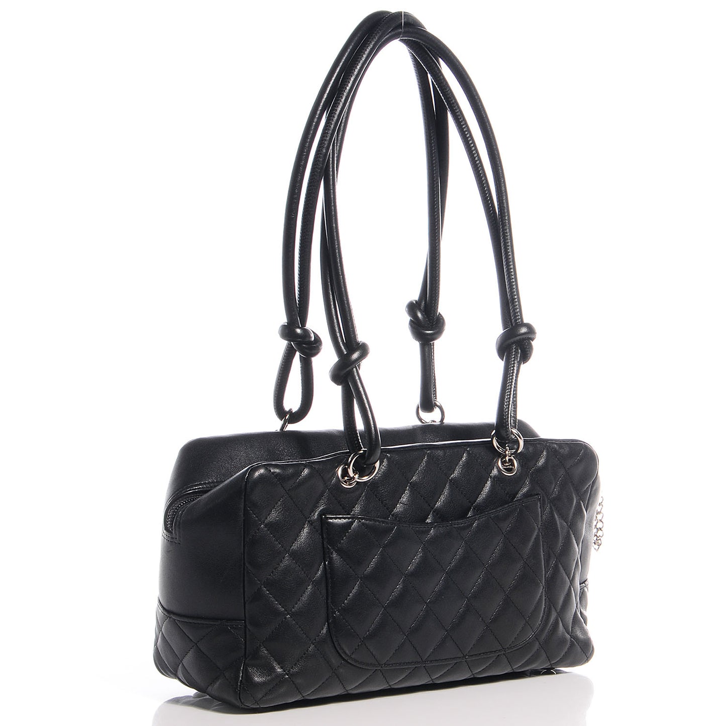 Calfskin Quilted Large Cambon Bowler Black White
