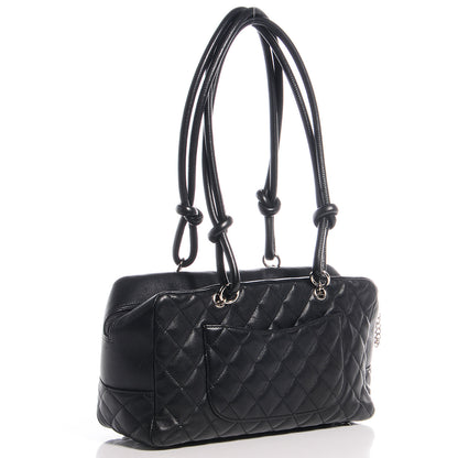 Chanel Calfskin Quilted Large Cambon Bowler Black White 3 of 8