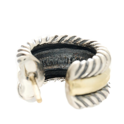 David Yurman Sterling Silver 14K Yellow Gold 16mm Cable Classics Hoop Earrings 5 of 6