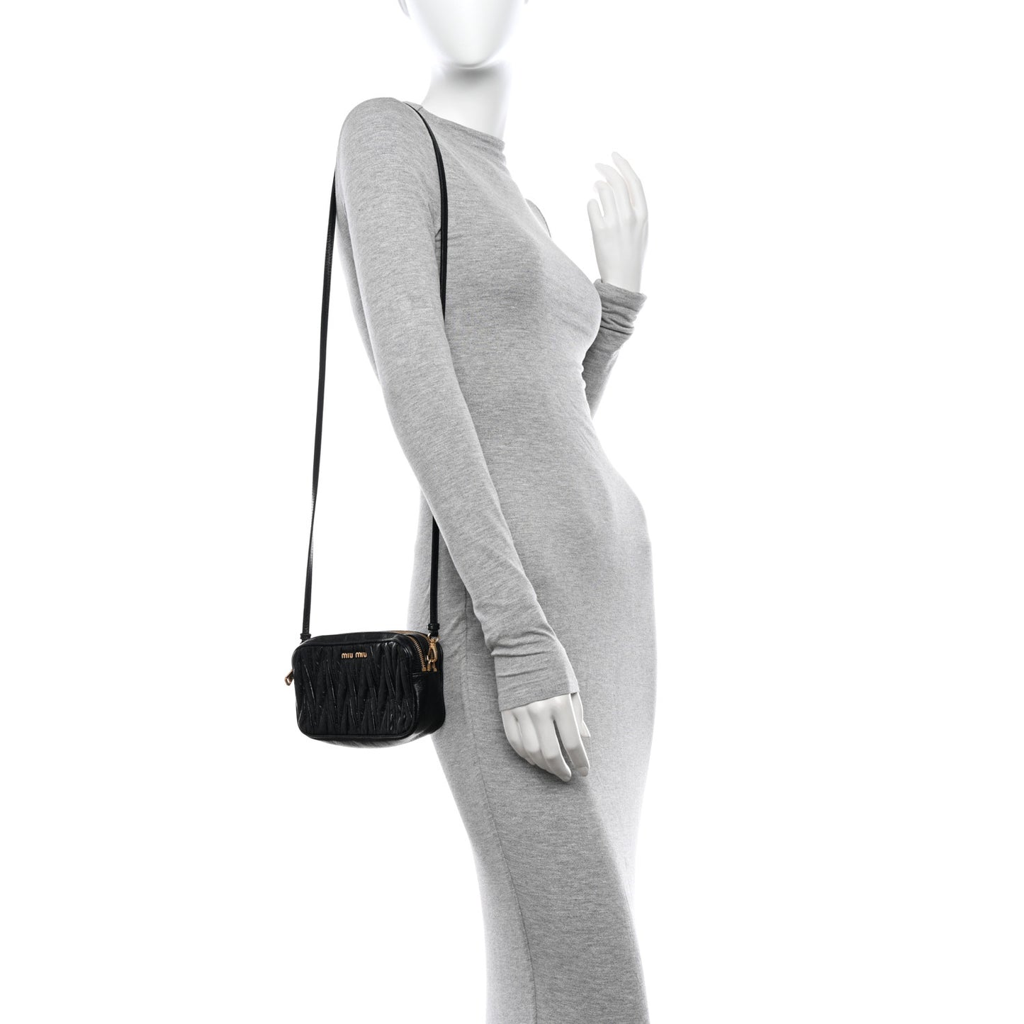 Nappa Matelasse Double Zip Pochette Clutch Black