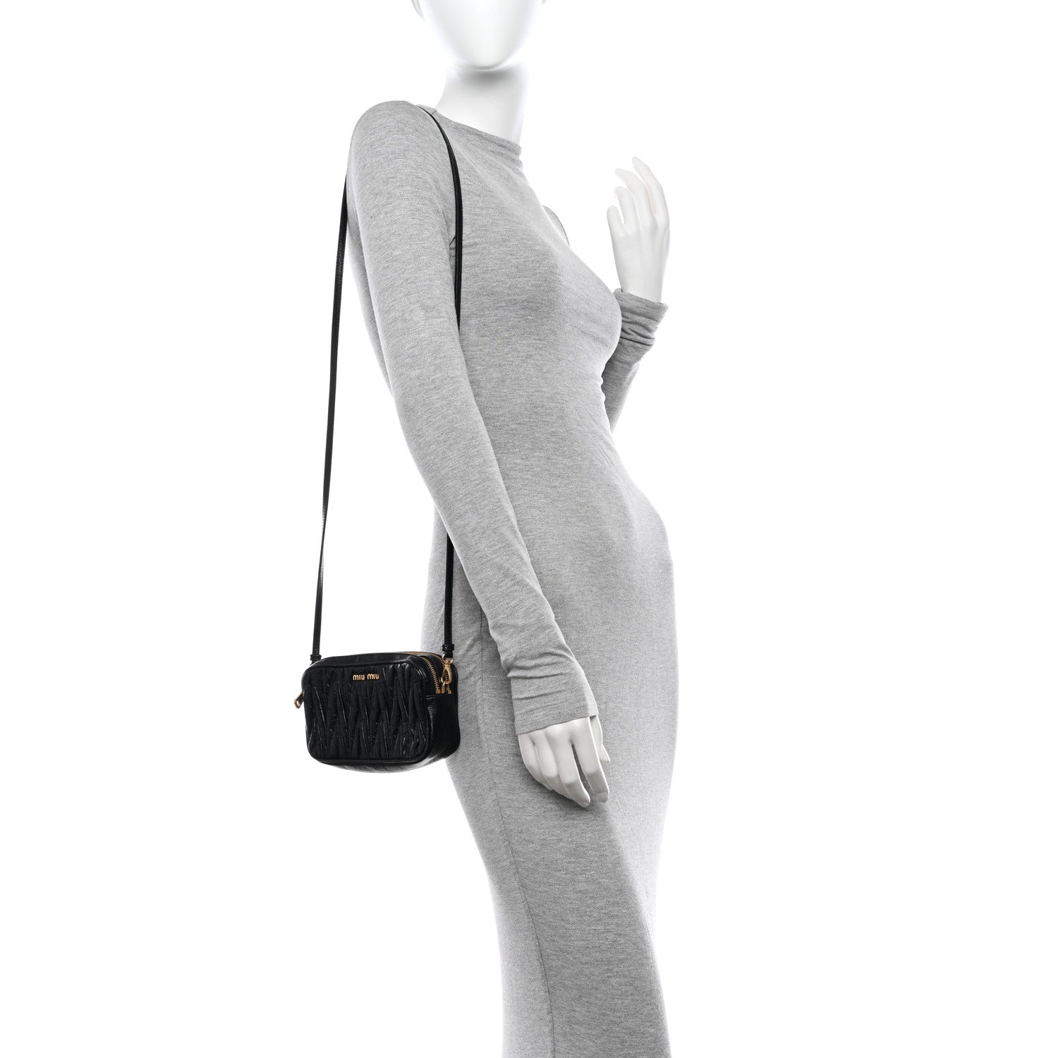 Miu Miu Nappa Matelasse Double Zip Pochette Clutch Black 2 of 9