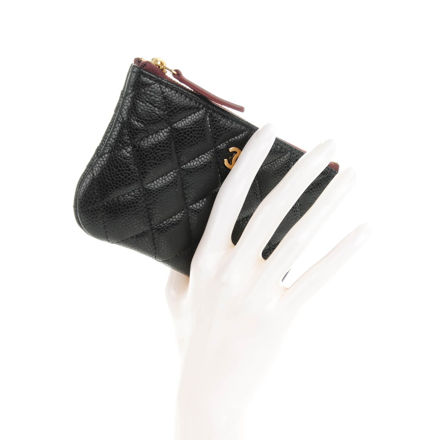 Caviar Quilted Coin Purse Case Black