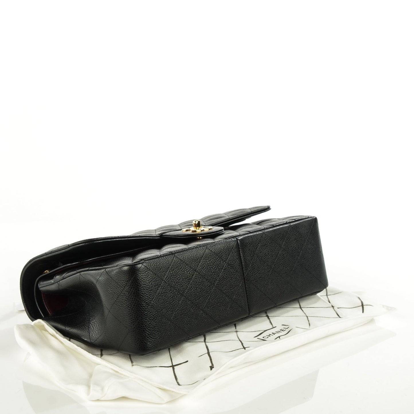 Caviar Quilted Jumbo Double Flap Black