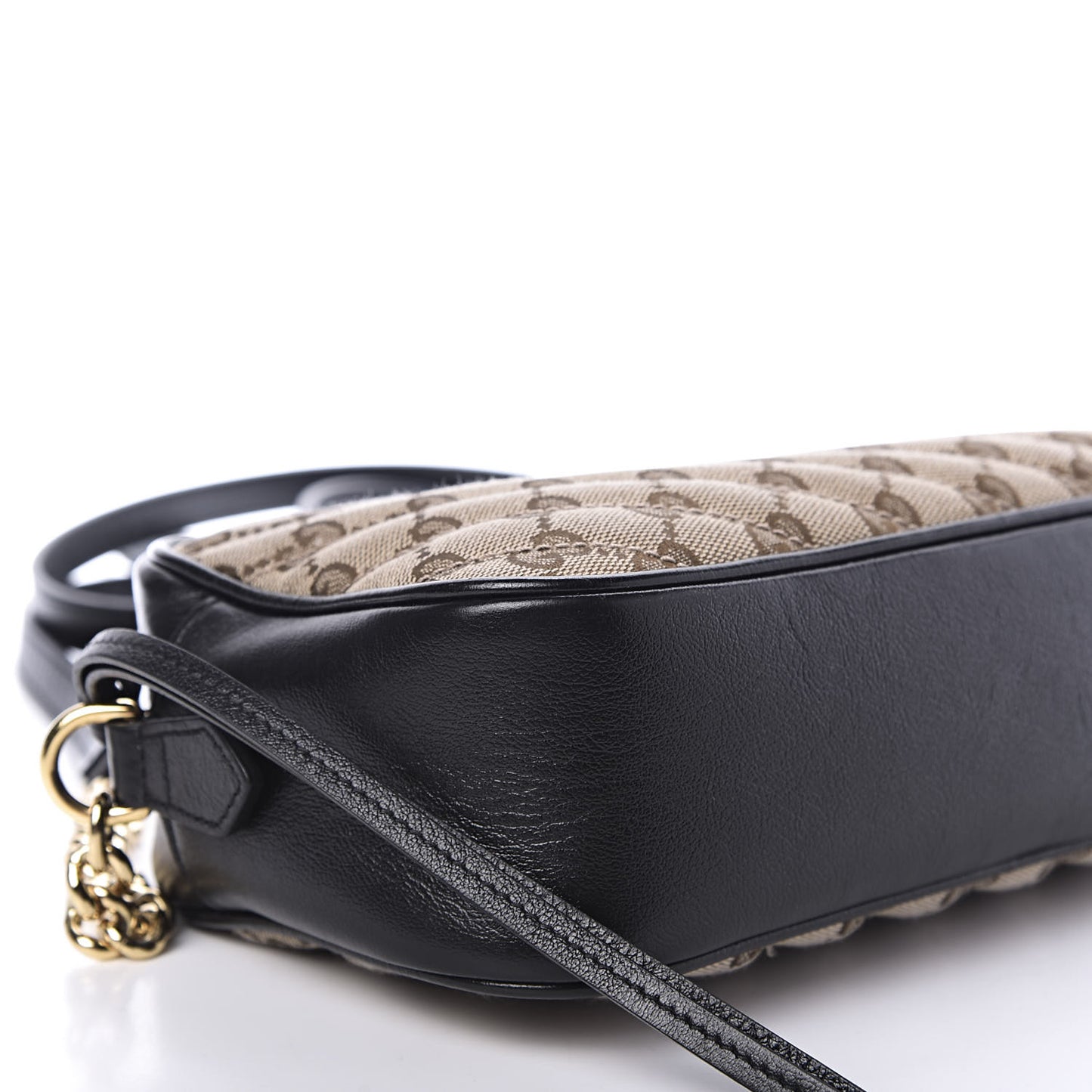 Monogram Matelasse Diagonal Small GG Marmont Chain Shoulder Bag Beige Black