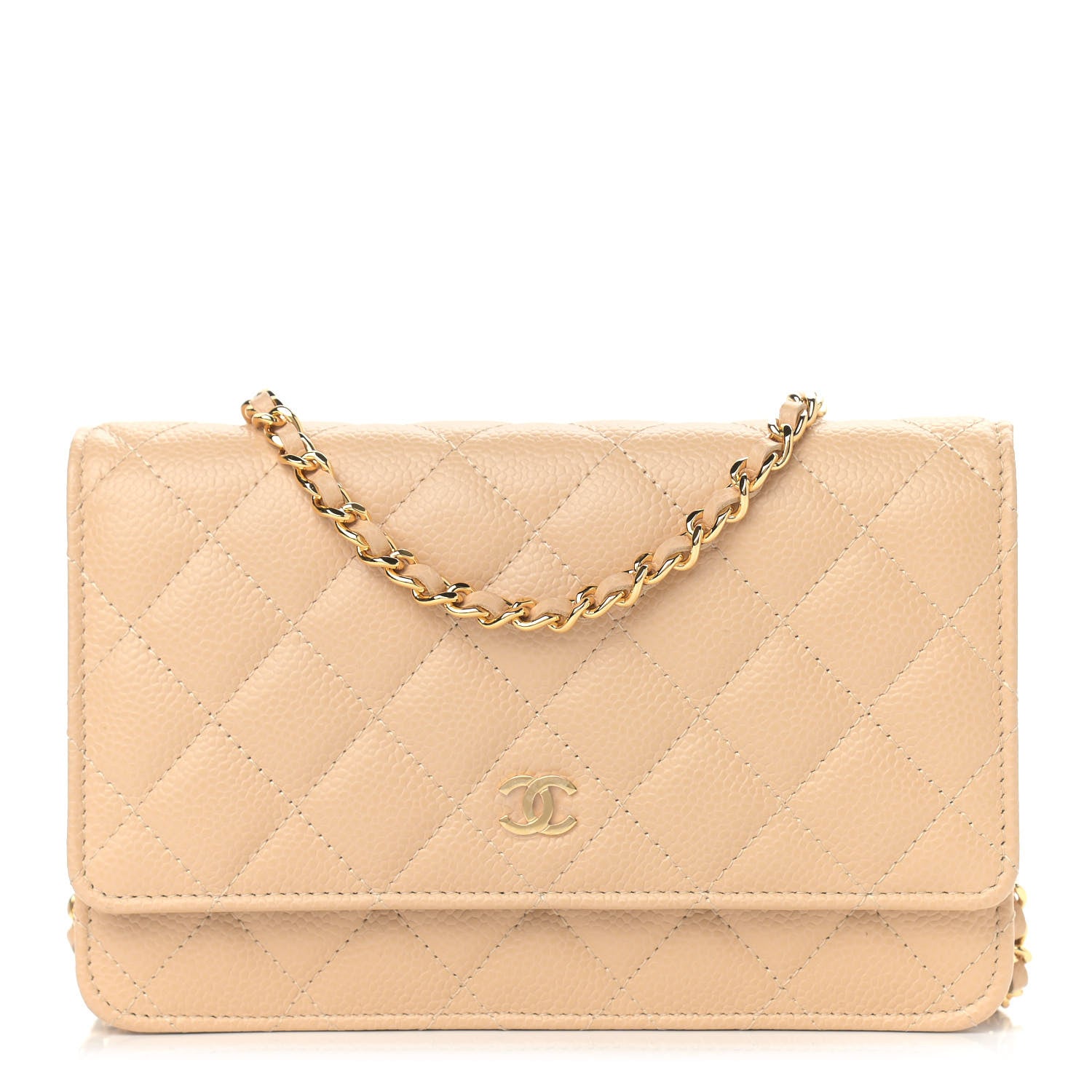 Chanel Caviar Quilted Wallet On Chain WOC Beige 1 of 10