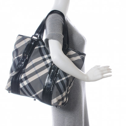 Burberry Patent Trim Smoked Check Tote Black 2 of 9