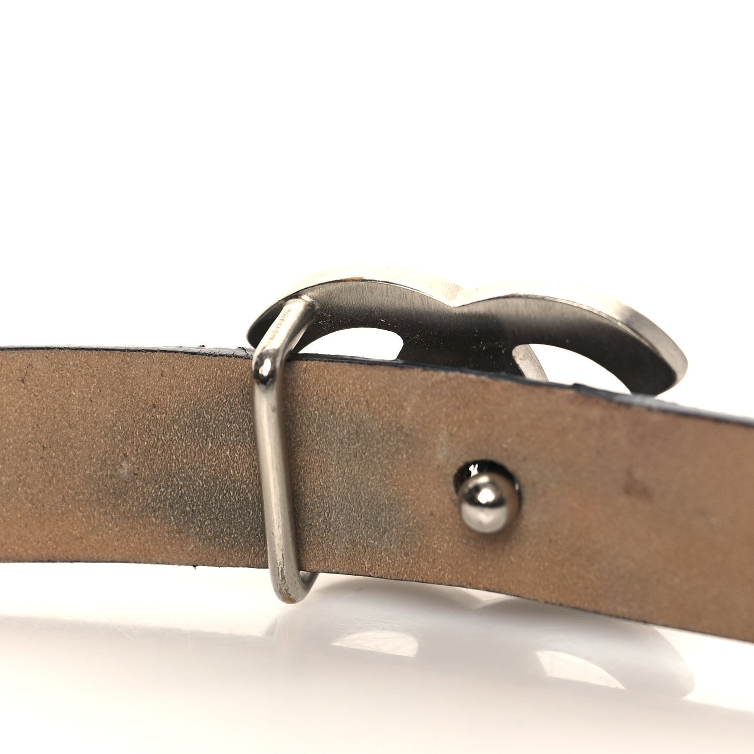 Chanel Glitter Calfskin CC Logo Skinny Belt 85 34 Black 7 of 8