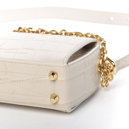 Alexander McQueen Calfskin Crocodile Embossed Box Shoulder Bag 16 Cream 9 of 9
