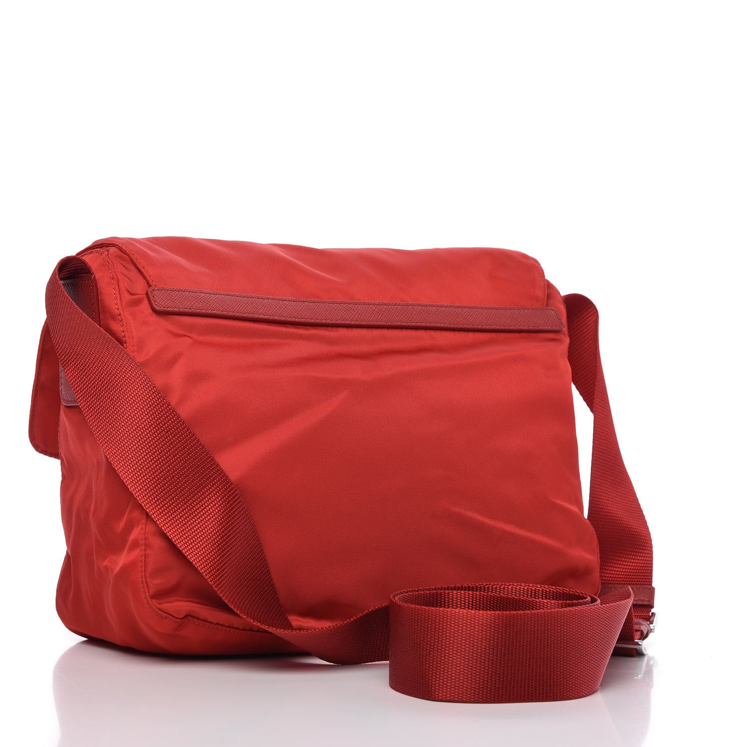 Prada Tessuto Nylon Saffiano Messenger Bag Red 3 of 10