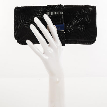 Christian Dior Satin Beaded Clutch Black 2 of 7