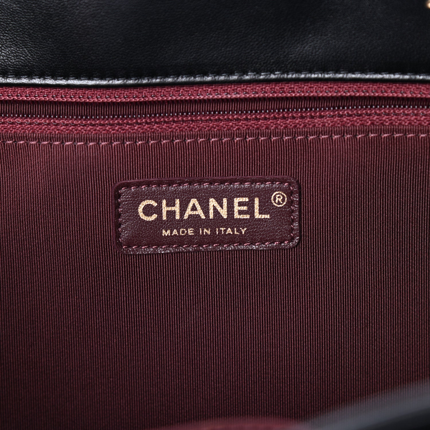 Chanel Lambskin Stitched Large Around The Corner Shopping Tote Black 6 of 11