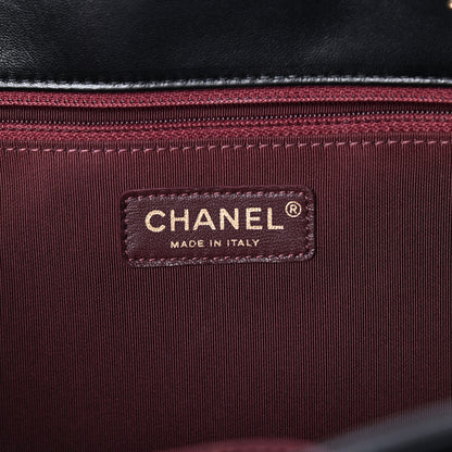 Chanel Lambskin Stitched Large Around The Corner Shopping Tote Black 6 of 11