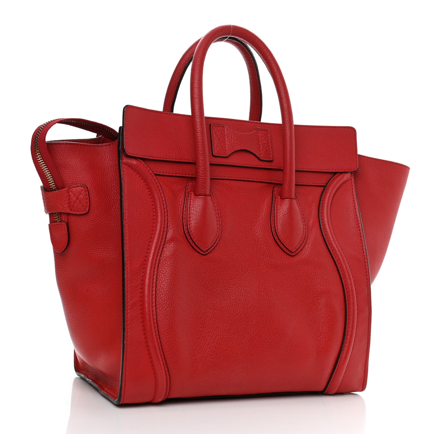 Drummed Calfskin Mini Luggage Coquelicot