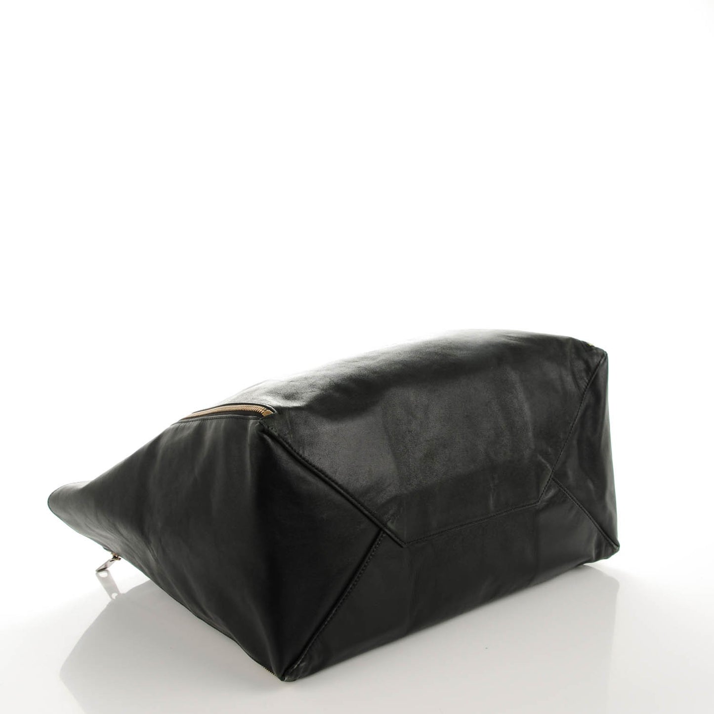 Smooth Lambskin Horizontal Zipper Gusset Cabas Black