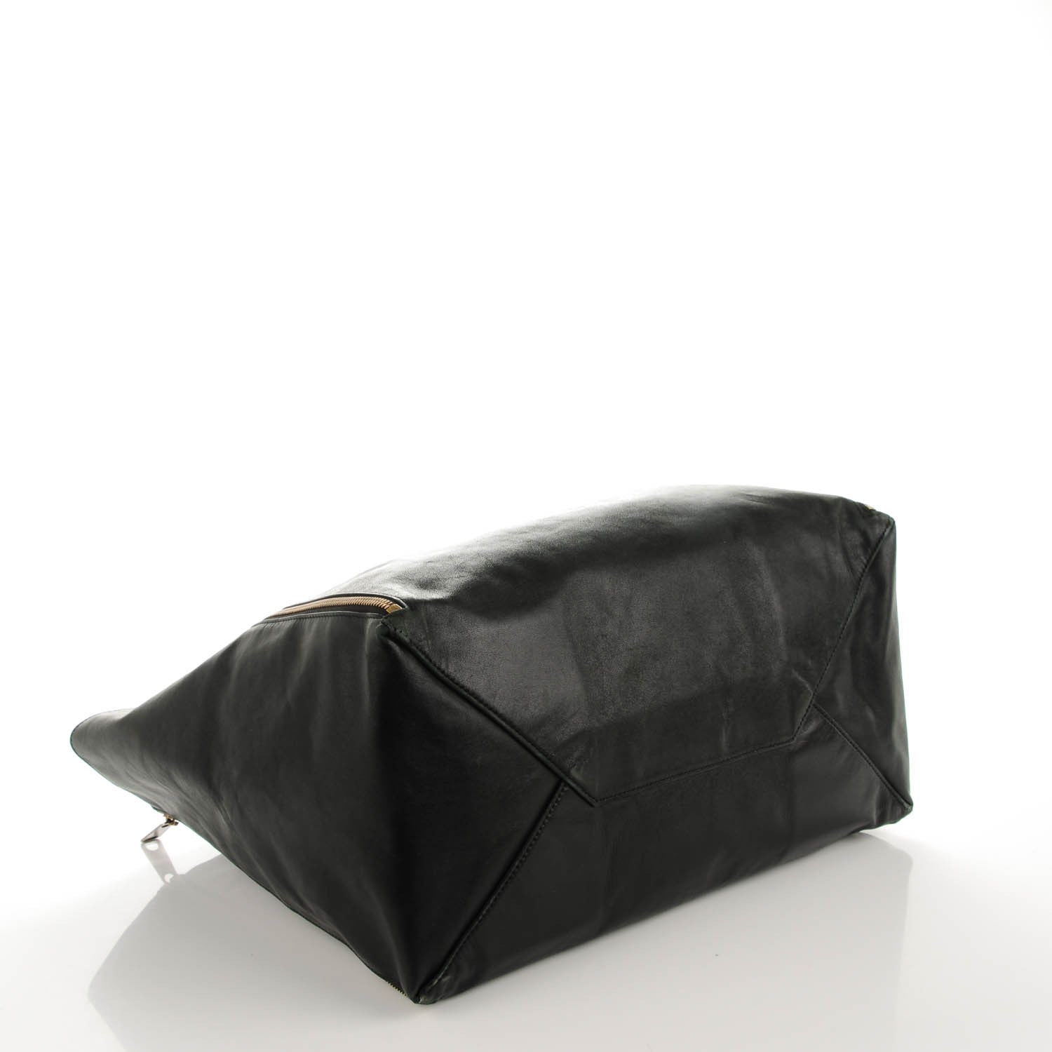 Celine Smooth Lambskin Horizontal Zipper Gusset Cabas Black 4 of 8