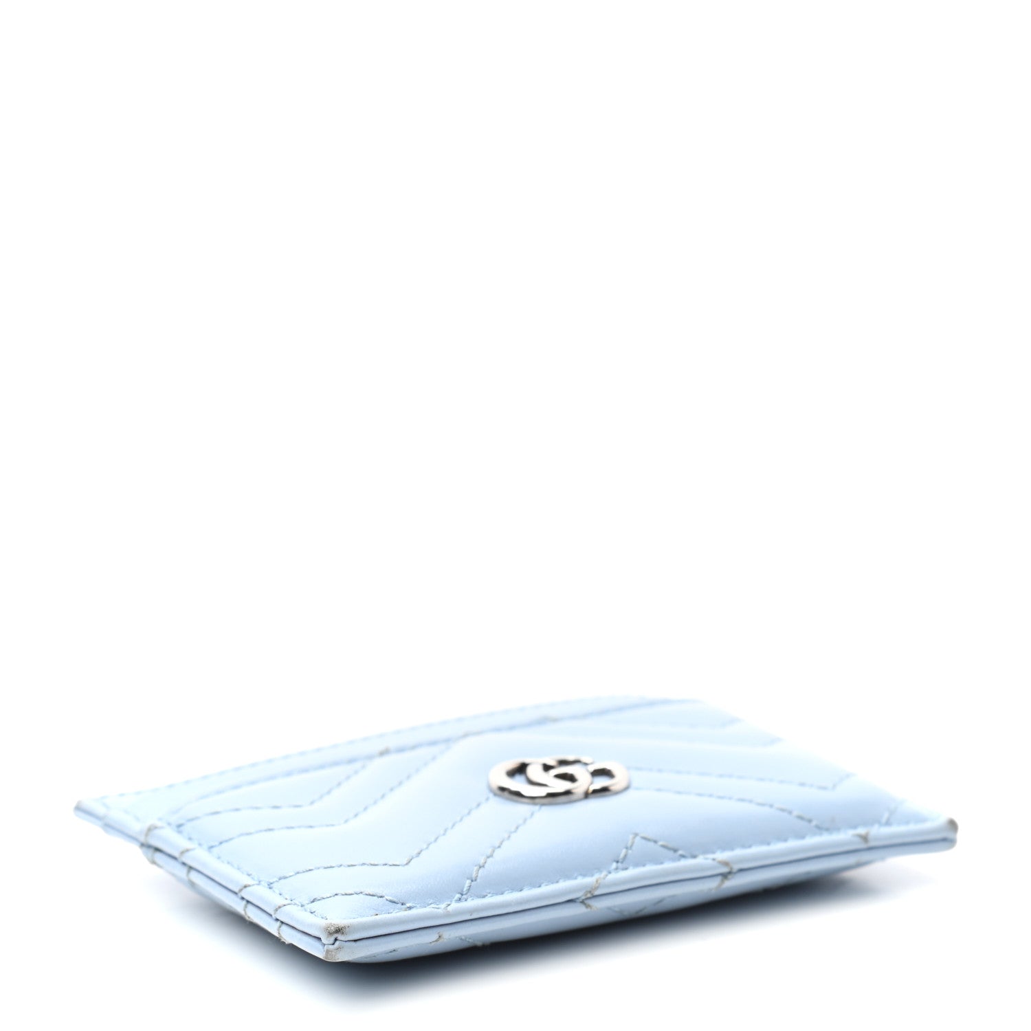 Gucci Calfskin Matelasse GG Marmont Card Holder Porcelain Light Blue 4 of 9