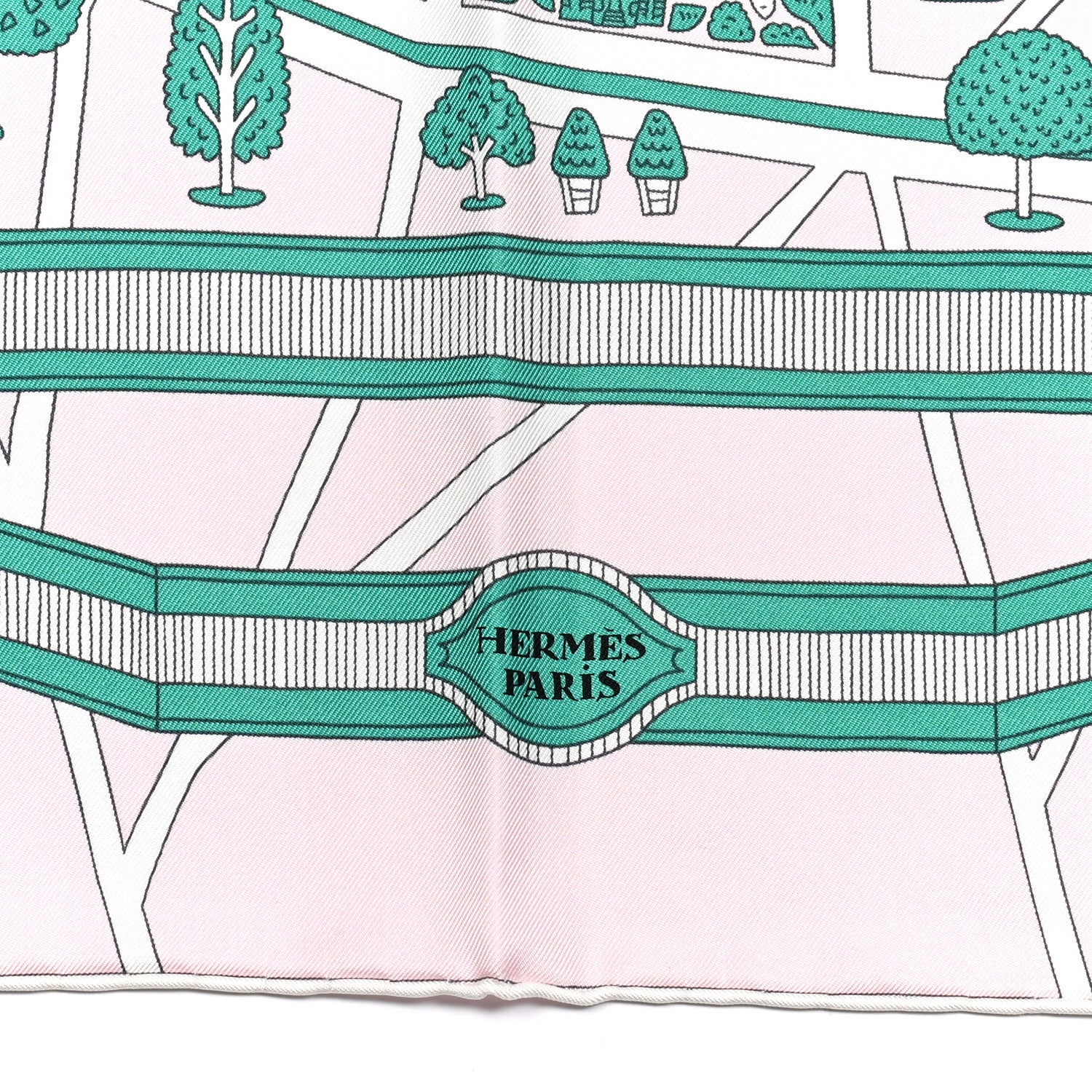 Hermes Silk Les Nouveaux Amoureux de Paris Scarf 90 Rose Pale Menthol 2 of 5
