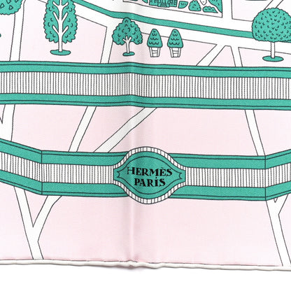 Hermes Silk Les Nouveaux Amoureux de Paris Scarf 90 Rose Pale Menthol 2 of 5