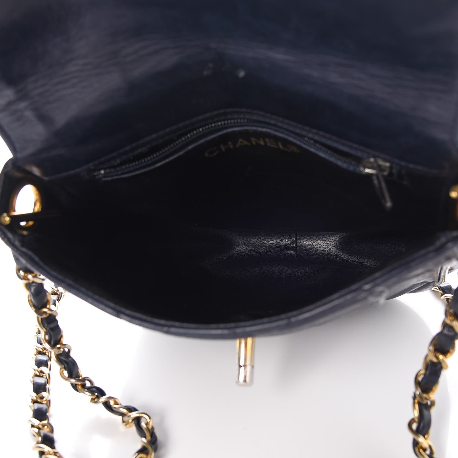 Chanel Lambskin Quilted Mini Flap Navy Blue 9 of 12