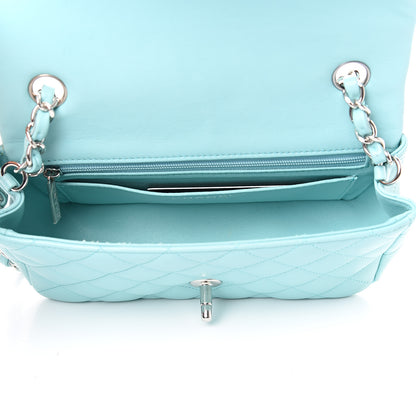 Chanel Lambskin Quilted Mini Rectangular Flap Light Blue 4 of 13
