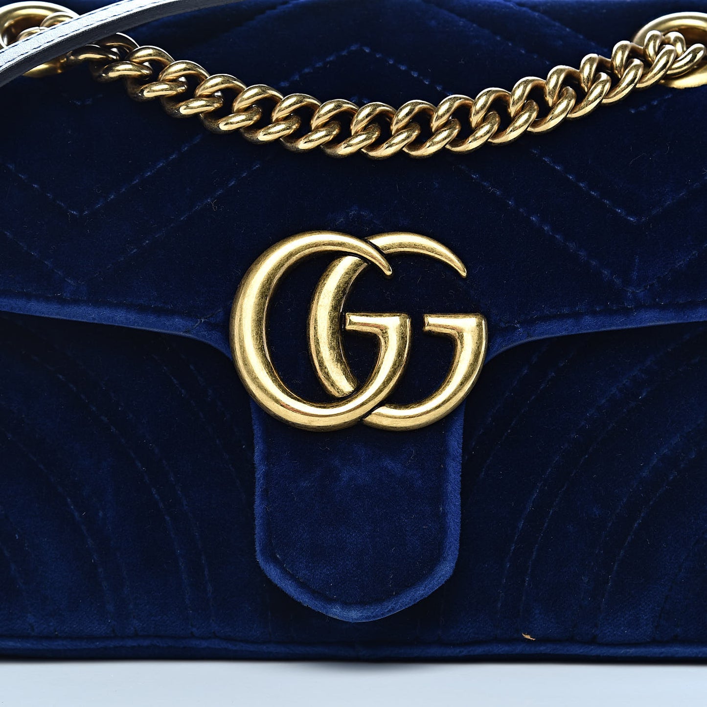 Velvet Matelasse Mini GG Marmont Shoulder Bag Cobalt Blue