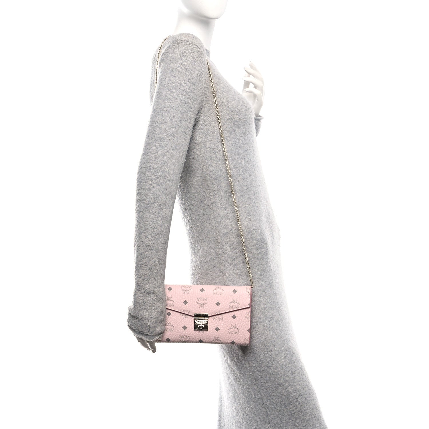 MCM Visetos Medium Patricia Wallet On Chain Soft Pink 1814014