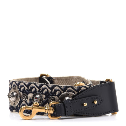 Christian Dior Oblique Studded Shoulder Strap Blue 1 of 6